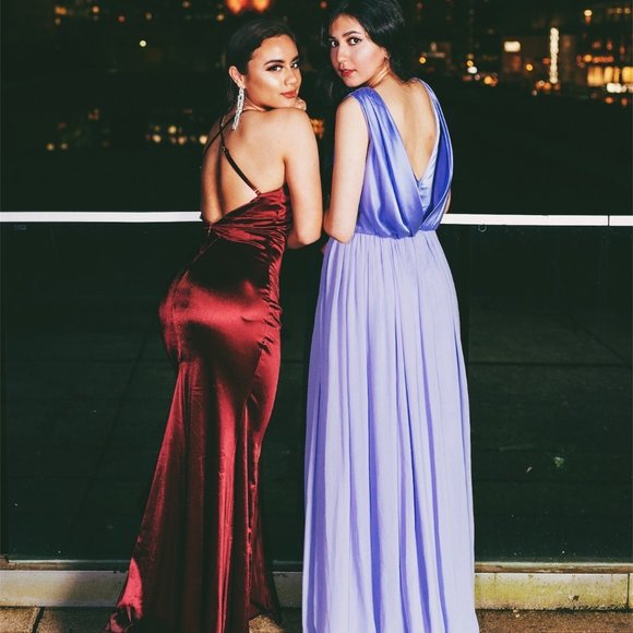 Formal Red Sexy Floor Length Mermaid Satin Dress - Picture 1 of 10